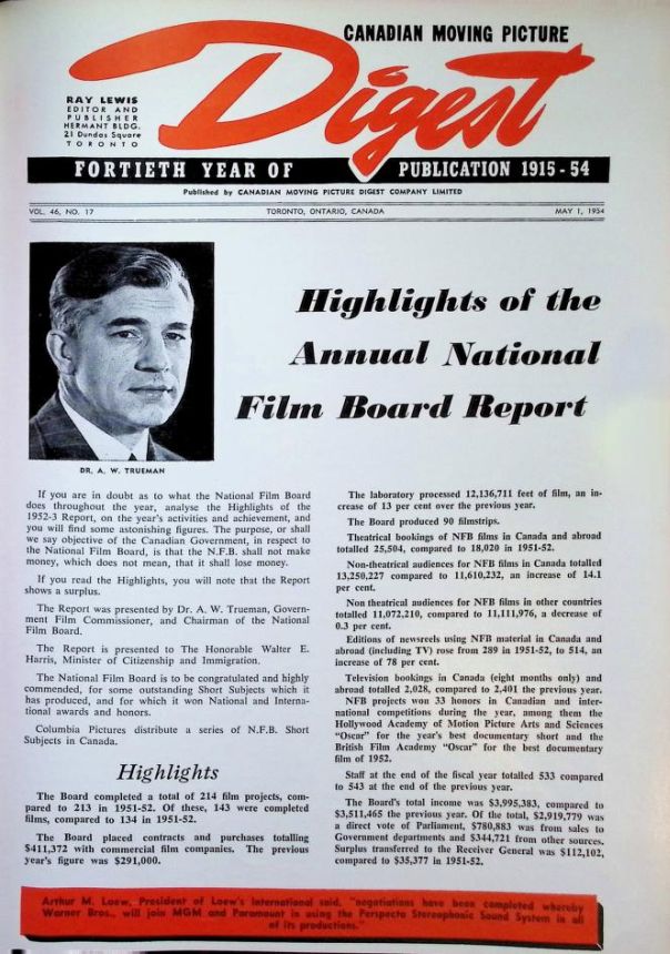 CANADIAN MOVING PICTURE DIGEST magazine side cover 1 May 1954