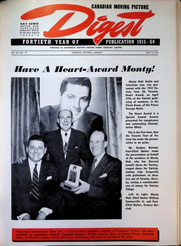 CANADIAN MOVING PICTURE DIGEST magazine side cover 8 May 1954