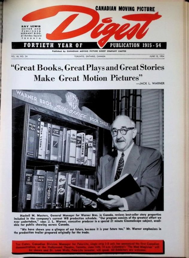 CANADIAN MOVING PICTURE DIGEST magazine side cover 12 June 1954