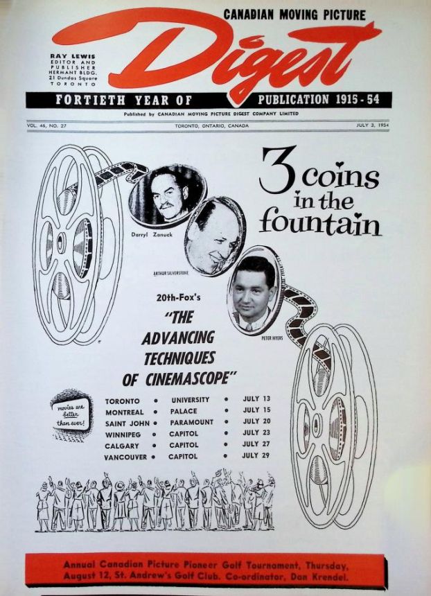 CANADIAN MOVING PICTURE DIGEST magazine side cover 3 July 1954
