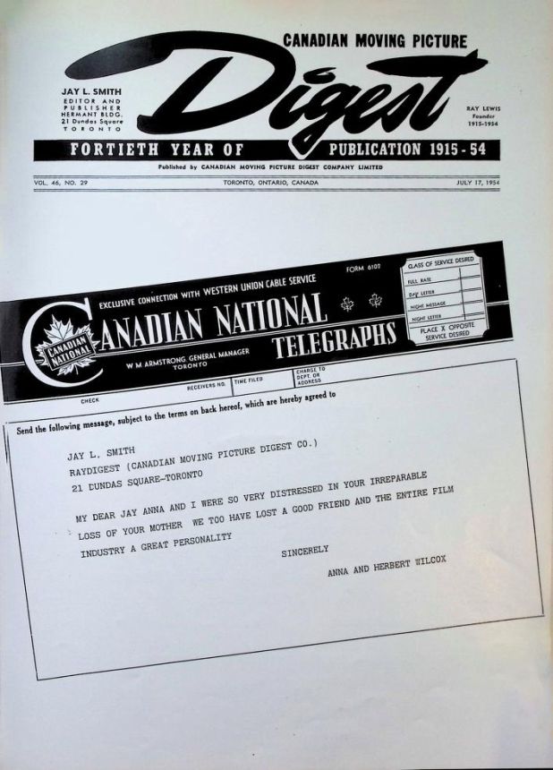CANADIAN MOVING PICTURE DIGEST magazine side cover 17 July 1954