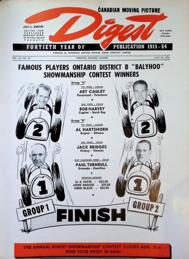 CANADIAN MOVING PICTURE DIGEST magazine side cover 24 July 1954