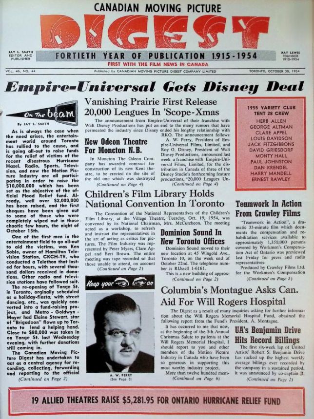 CANADIAN MOVING PICTURE DIGEST magazine side cover 30 October 1954