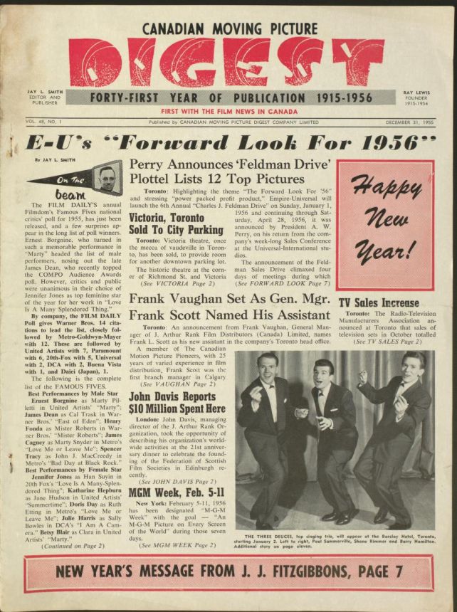 CANADIAN MOVING PICTURE DIGEST magazine side cover 31 December 1955
