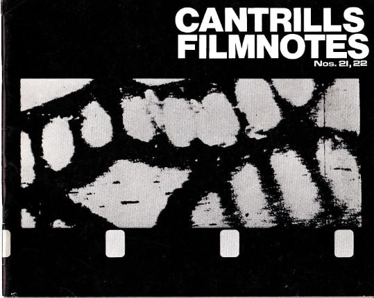 CANTRILLS FILMNOTES magazine side cover Issue 21-22  April 1975