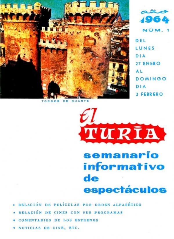 CARTELERA TURIA magazine side cover Issue 1 27 January 1964