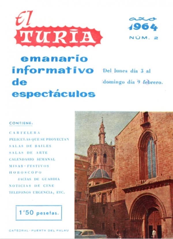 CARTELERA TURIA magazine side cover Issue 2 3 February 1964