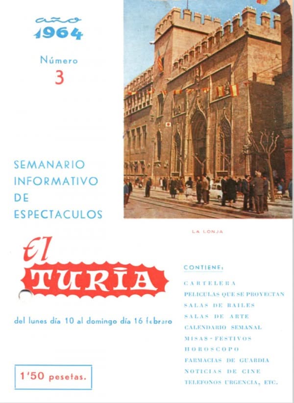 CARTELERA TURIA magazine side cover Issue 3 10 February 1964