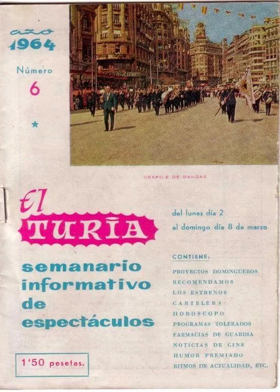 CARTELERA TURIA magazine side cover Issue 6   1964