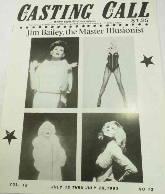 CASTING CALL magazine side cover Issue 13 15 July 1993