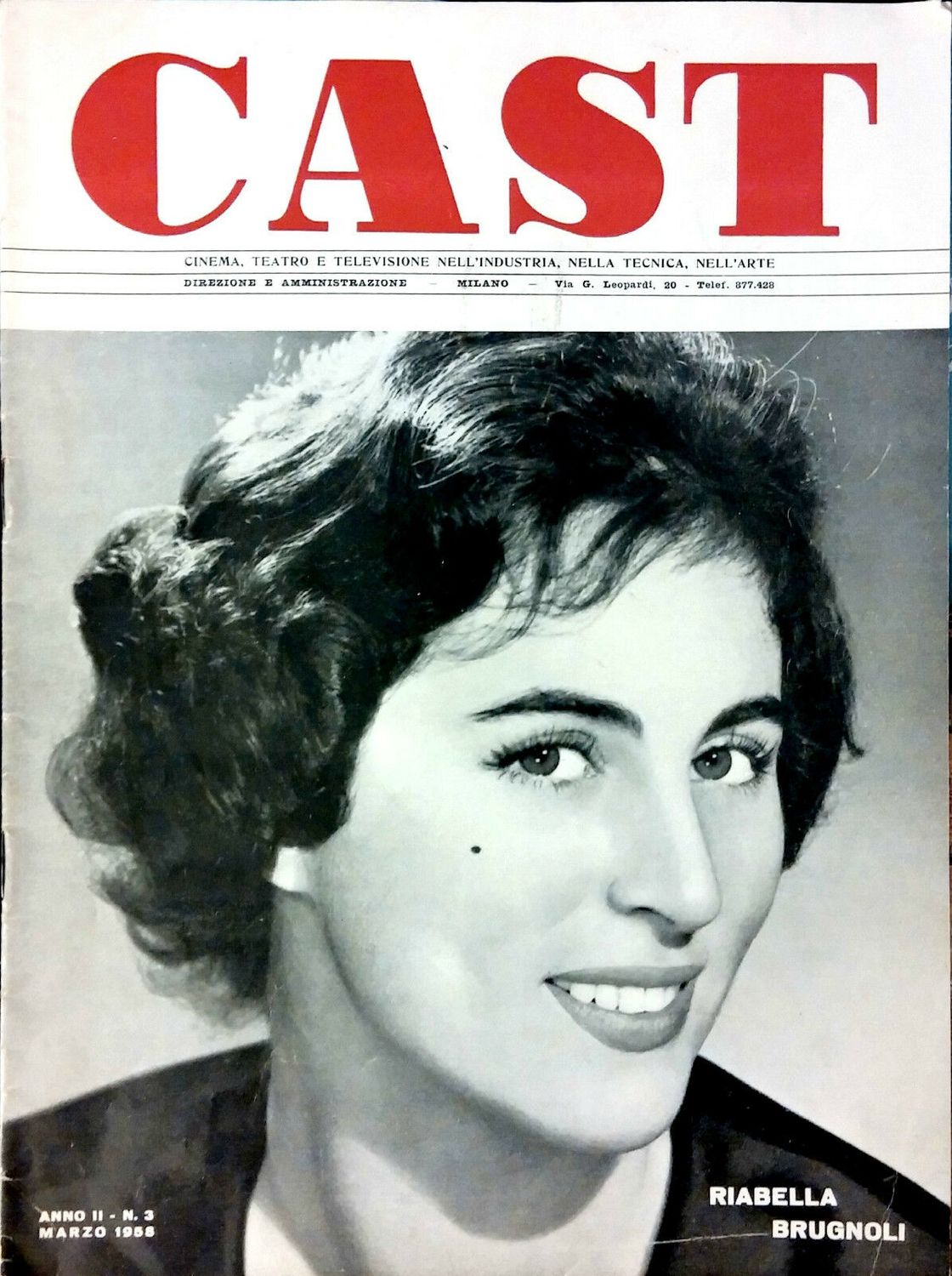 CAST magazine side cover Issue 3  March 1958
