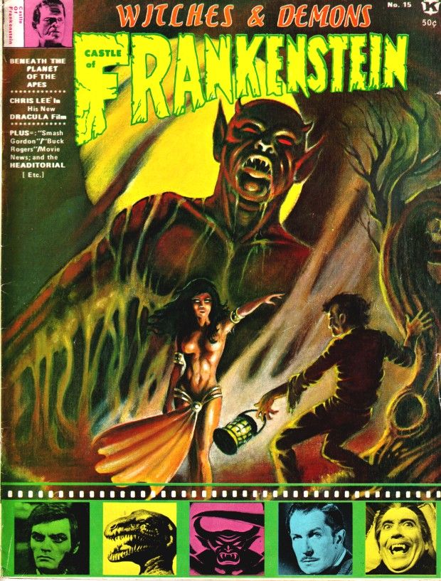 CASTLE OF FRANKENSTEIN magazine side cover Issue 15  Vol  4 # 3  1970