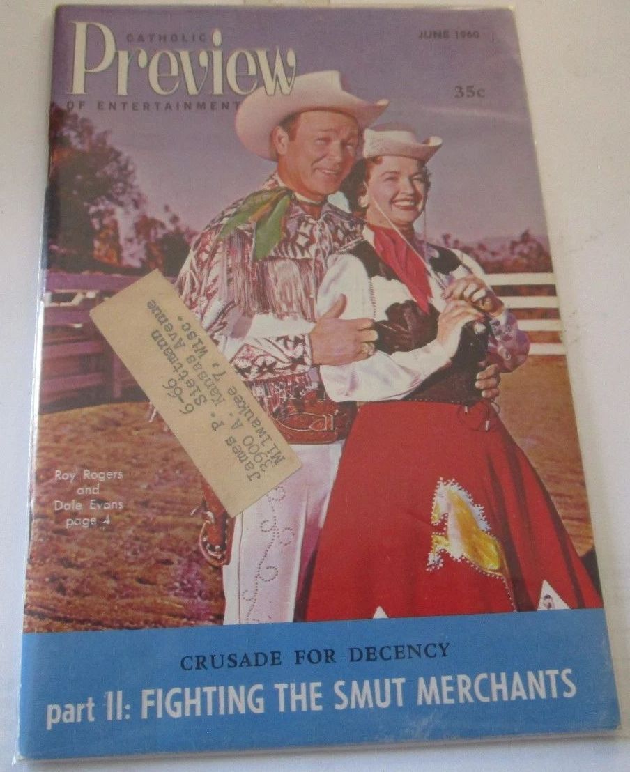 CATHOLIC PREVIEW OF ENTERTAINMENT magazine side cover  June 1960