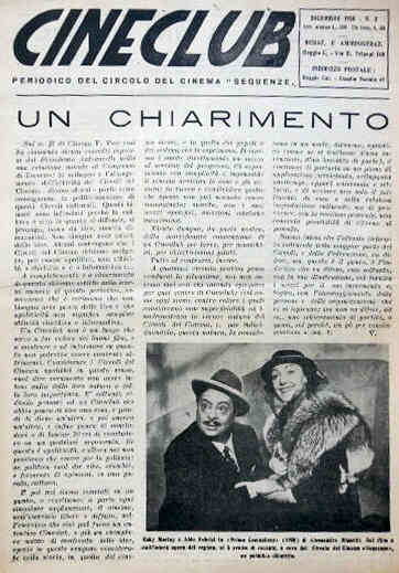 CINECLUB (50s) magazine side cover Issue 3  1950