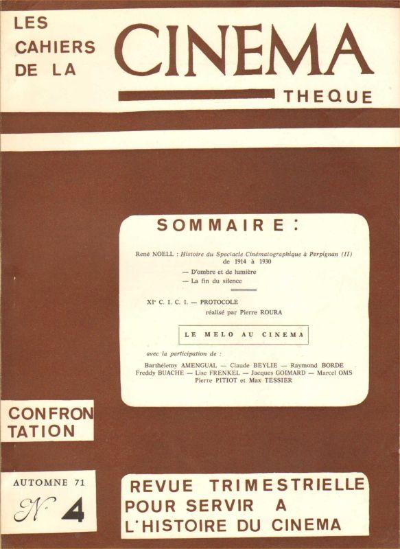 CAHIERS DE LA CINEMATHEQUE magazine side cover Issue 4  1971