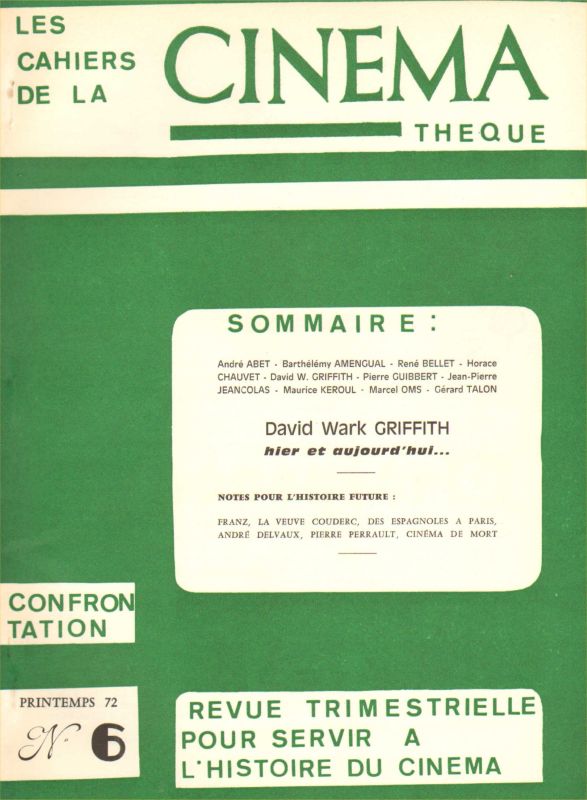 CAHIERS DE LA CINEMATHEQUE magazine side cover Issue 6  1972
