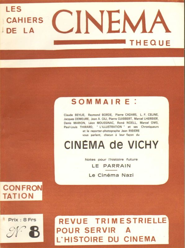 CAHIERS DE LA CINEMATHEQUE magazine side cover Issue 8  1972