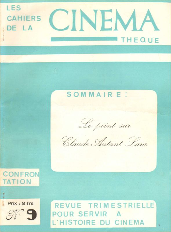 CAHIERS DE LA CINEMATHEQUE magazine side cover Issue 9  1973