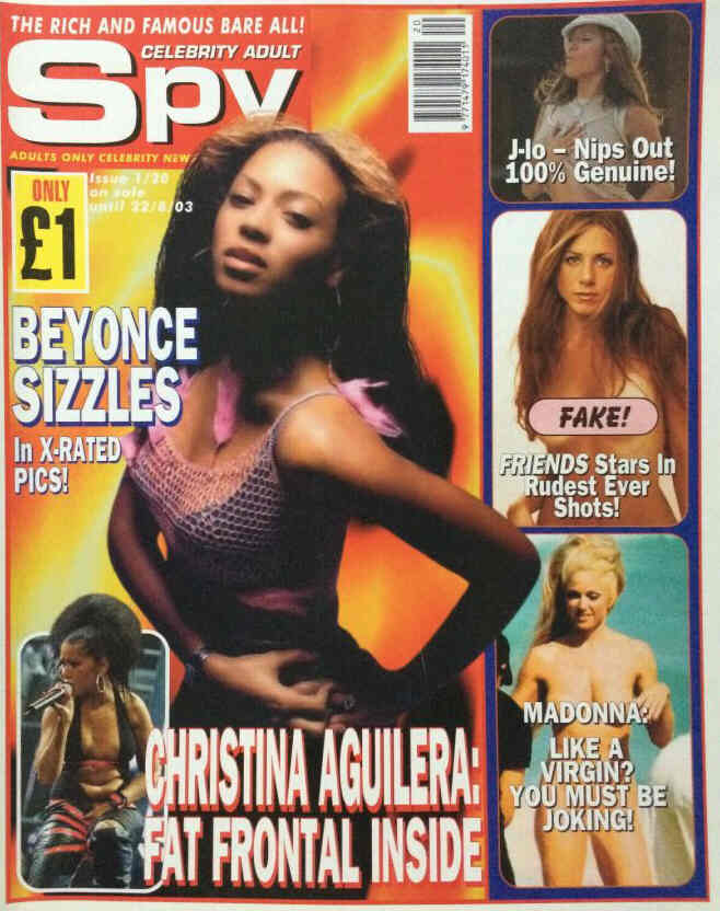 CELEBRITY ADULT SPY magazine side cover 22 August 2003