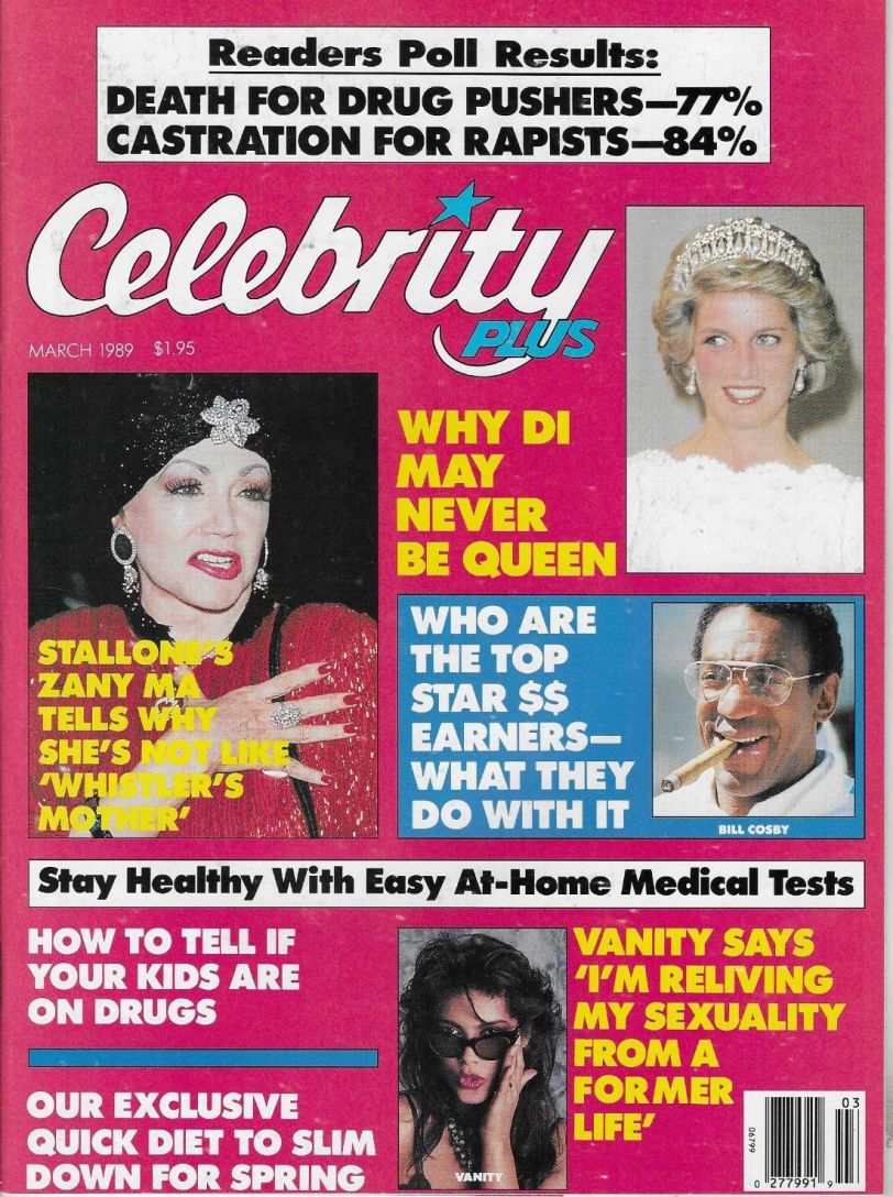 CELEBRITY PLUS magazine side cover  Vol 3 # 3 March 1989
