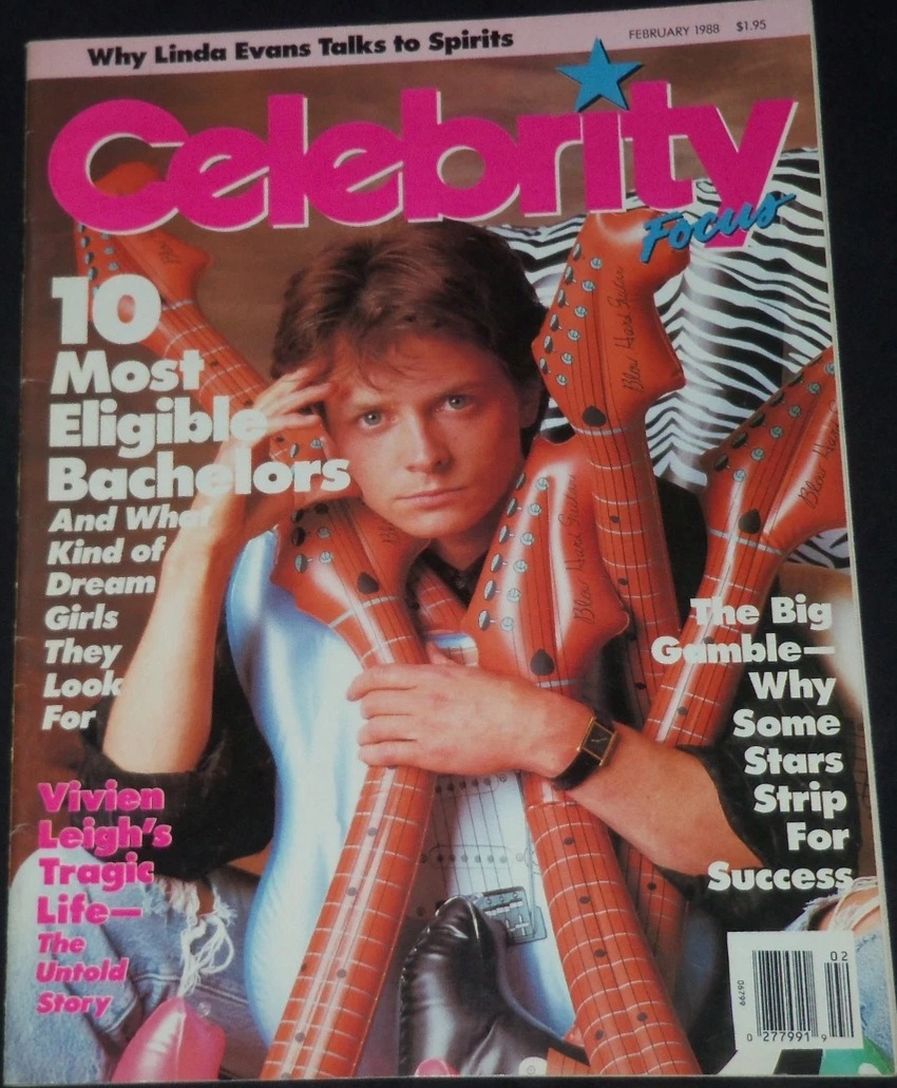 CELEBRITY PLUS magazine side cover  February 1988