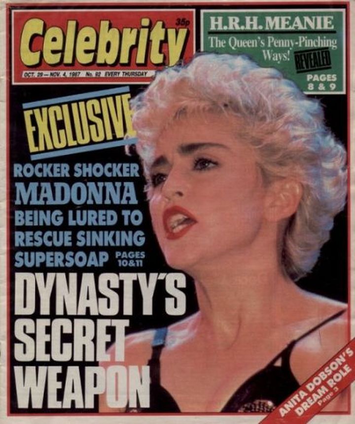 CELEBRITY UK magazine side cover 29 October 1987