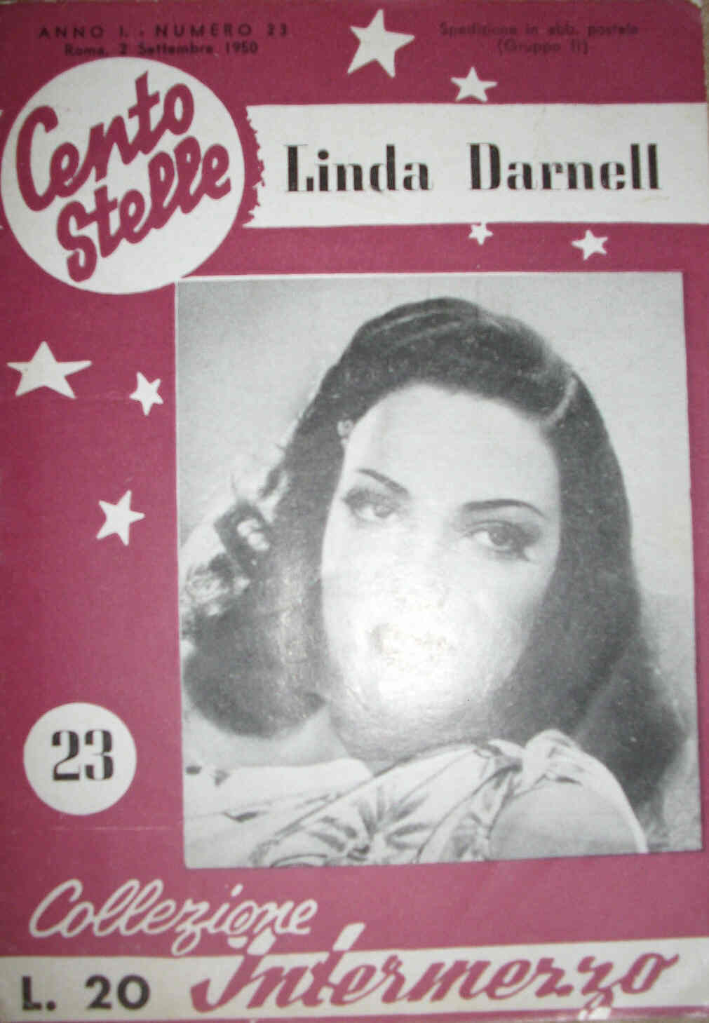CENTO STELLE magazine side cover Issue 23 2 September 1950