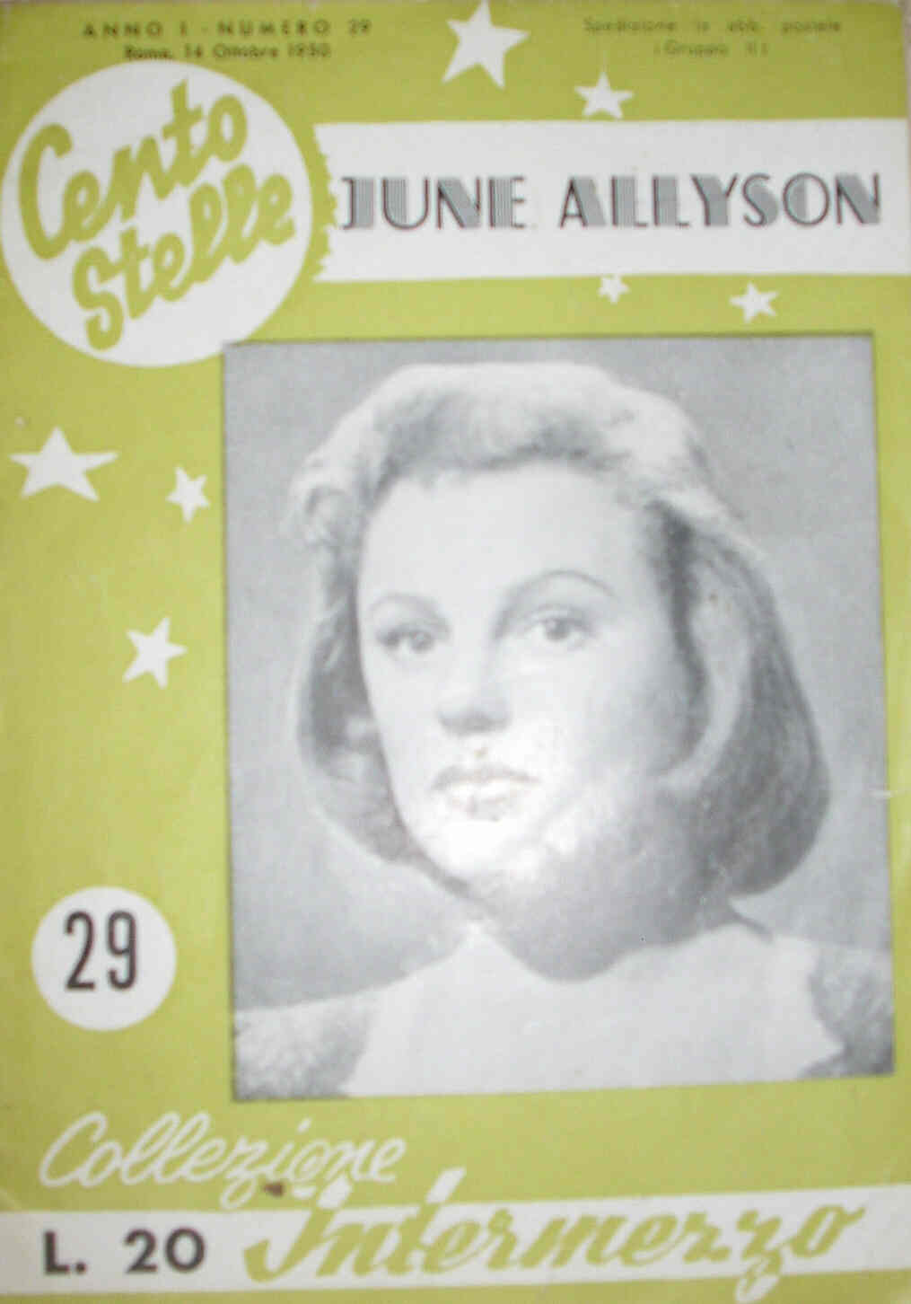CENTO STELLE magazine side cover Issue 29 14 October 1950