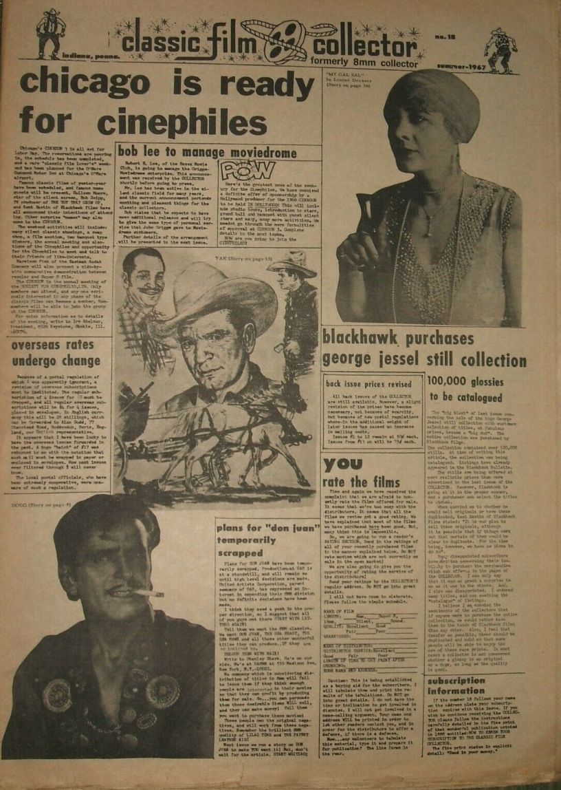 CLASSIC FILM COLLECTOR magazine side cover Issue 18 Summer 1967