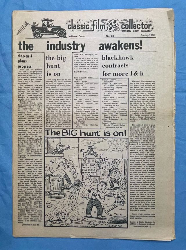 CLASSIC FILM COLLECTOR magazine side cover Issue 20 Spring 1968