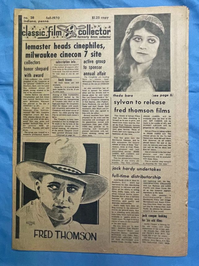 CLASSIC FILM COLLECTOR magazine side cover Issue 28 Fall 1970