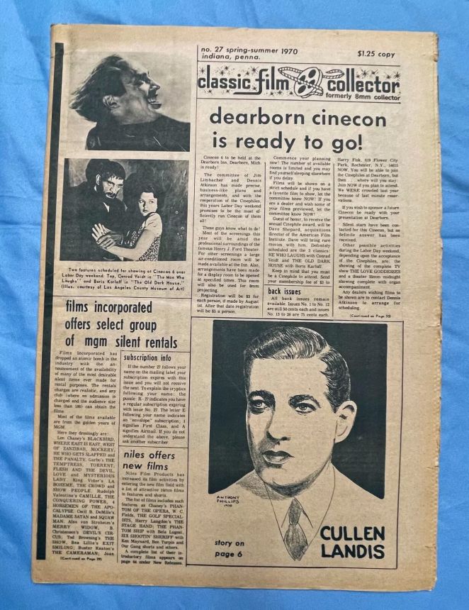 CLASSIC FILM COLLECTOR magazine side cover Issue 27 Spring 1970