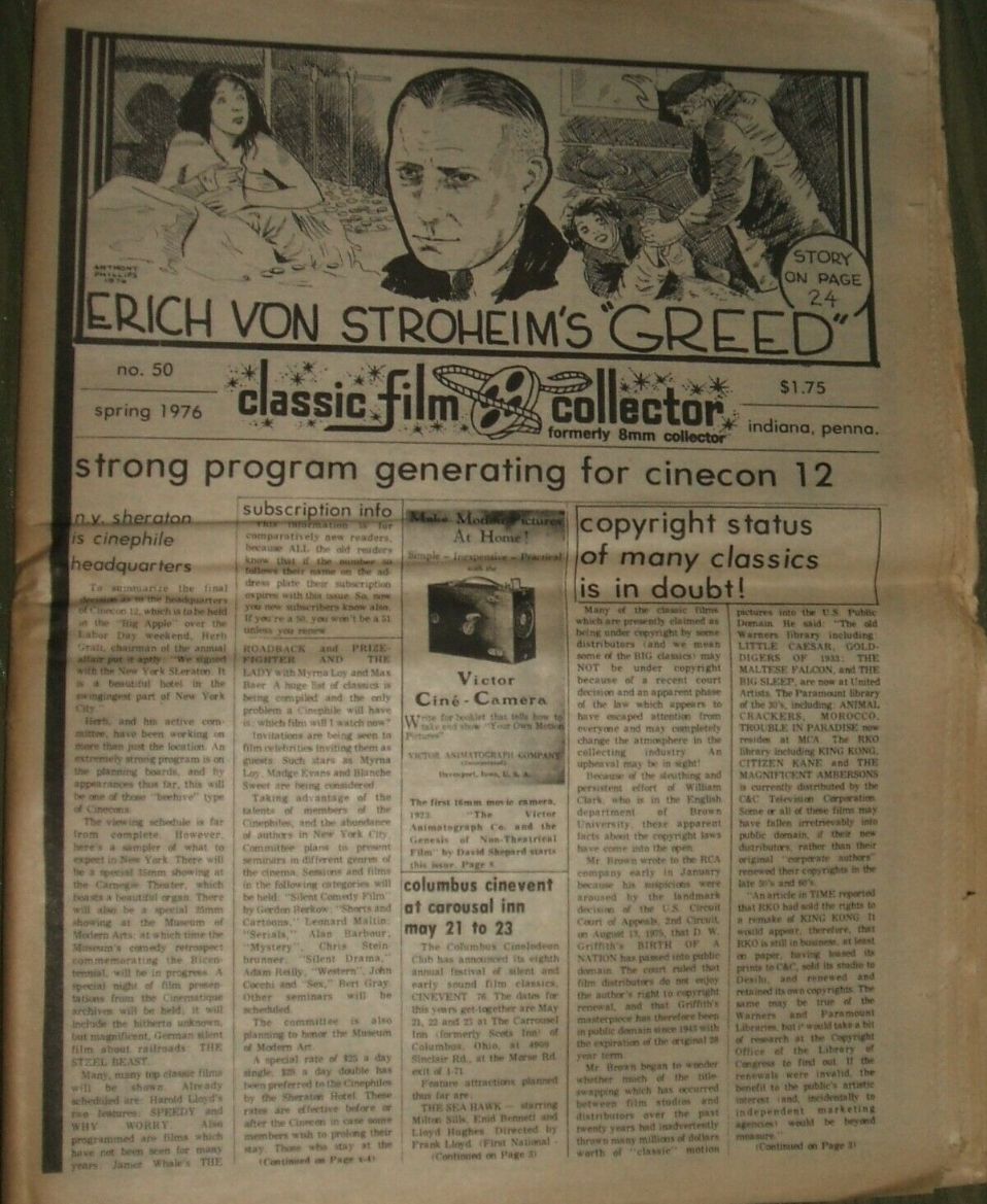 CLASSIC FILM COLLECTOR magazine side cover Issue 50 Spring 1976