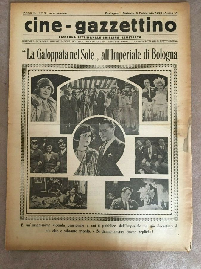 CINE-GAZZETTINO magazine side cover Issue 6 5 February 1927