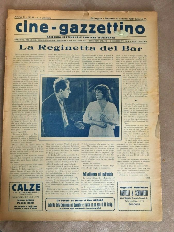 CINE-GAZZETTINO magazine side cover Issue 11 12 March 1927