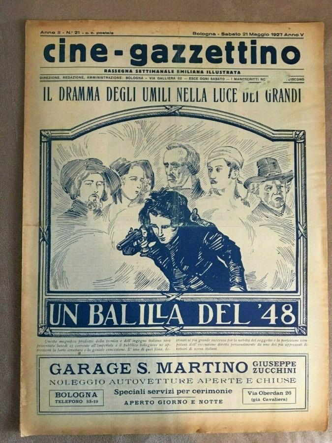 CINE-GAZZETTINO magazine side cover Issue 21 21 May 1927