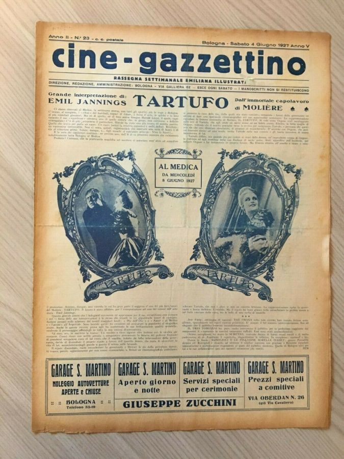 CINE-GAZZETTINO magazine side cover Issue 23 4 June 1927