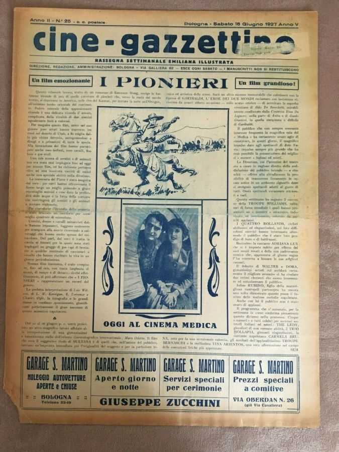 CINE-GAZZETTINO magazine side cover Issue 25 18 June 1927