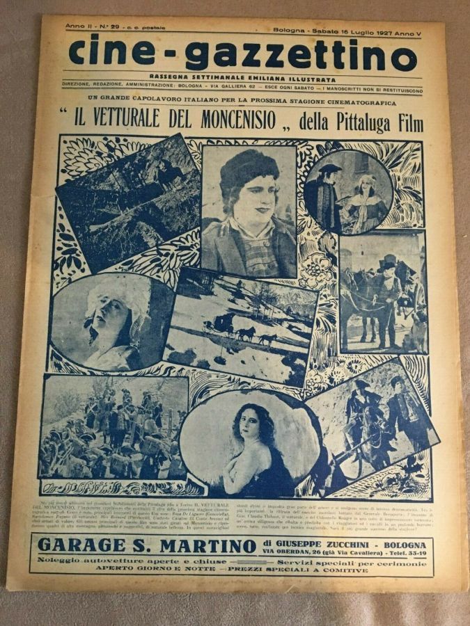 CINE-GAZZETTINO magazine side cover Issue 29 16 July 1927