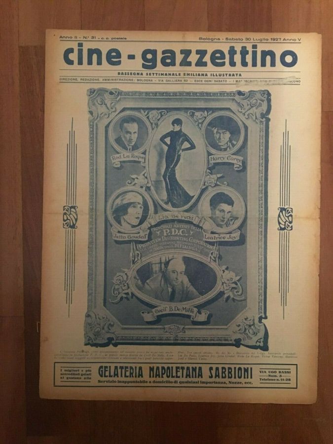 CINE-GAZZETTINO magazine side cover Issue 31 30 July 1927