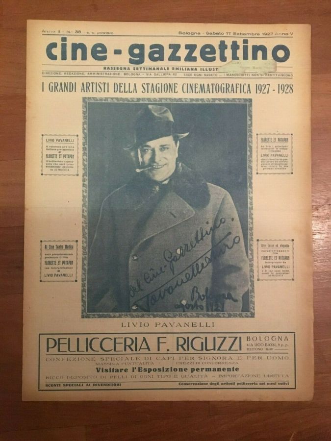 CINE-GAZZETTINO magazine side cover Issue 38 17 September 1927