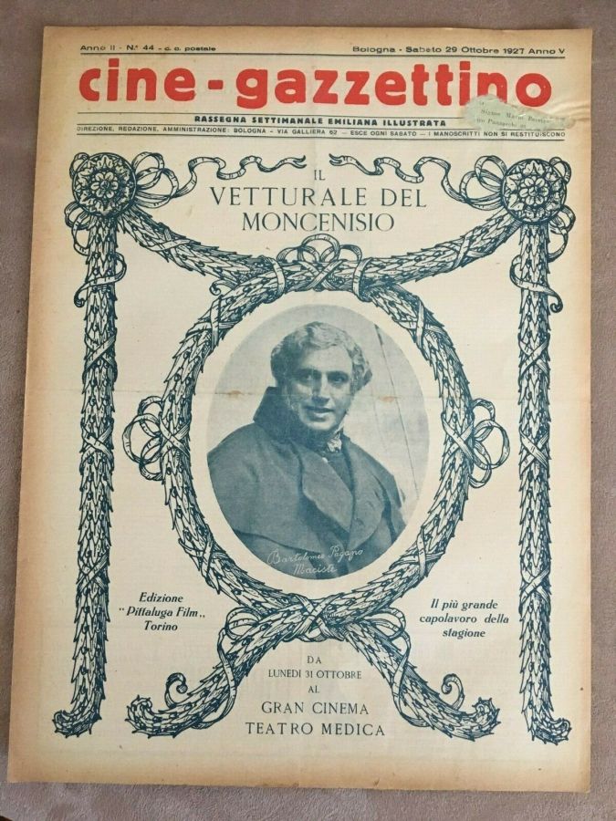 CINE-GAZZETTINO magazine side cover Issue 44 29 October 1927