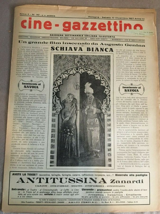 CINE-GAZZETTINO magazine side cover Issue 50 10 December 1927