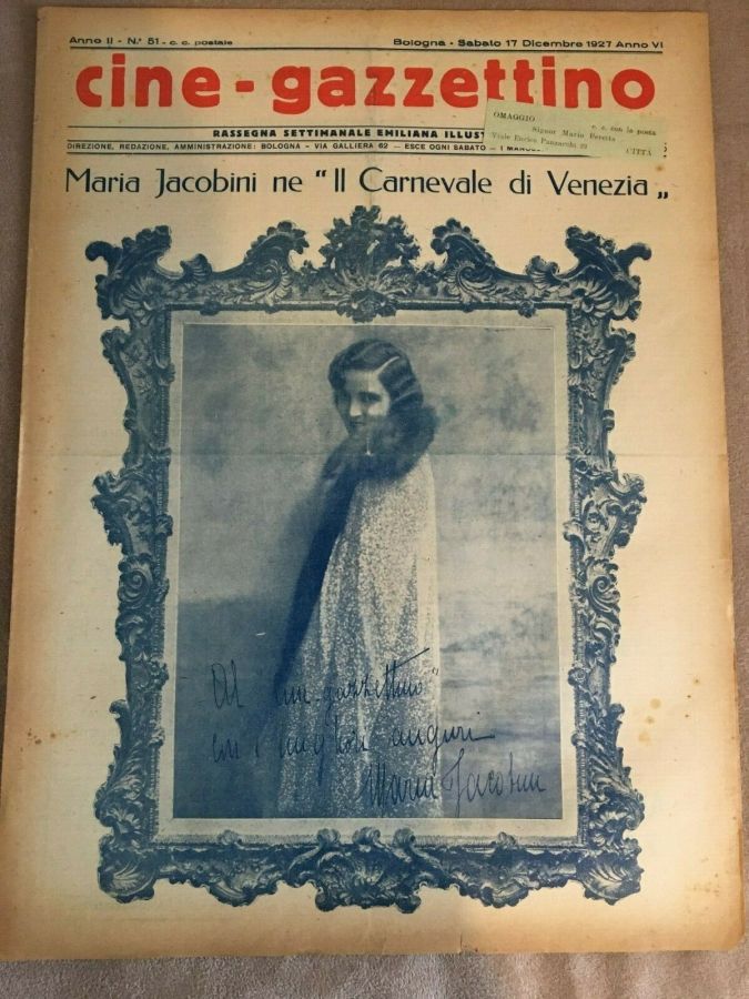 CINE-GAZZETTINO magazine side cover Issue 51 17 December 1927