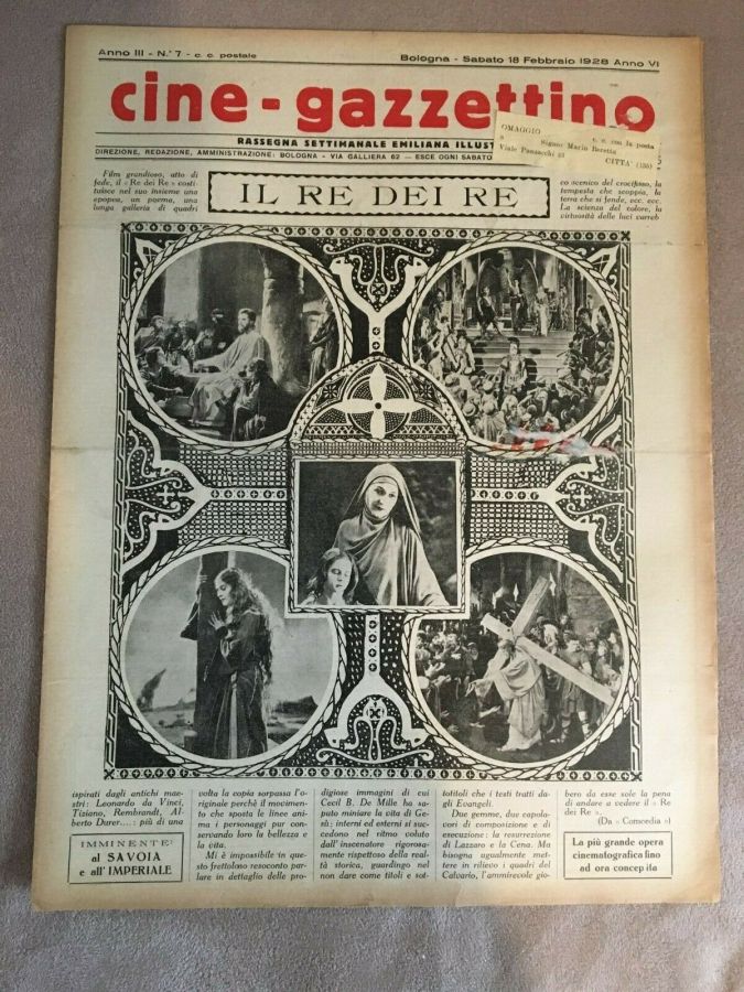 CINE-GAZZETTINO magazine side cover Issue 7 18 February 1928