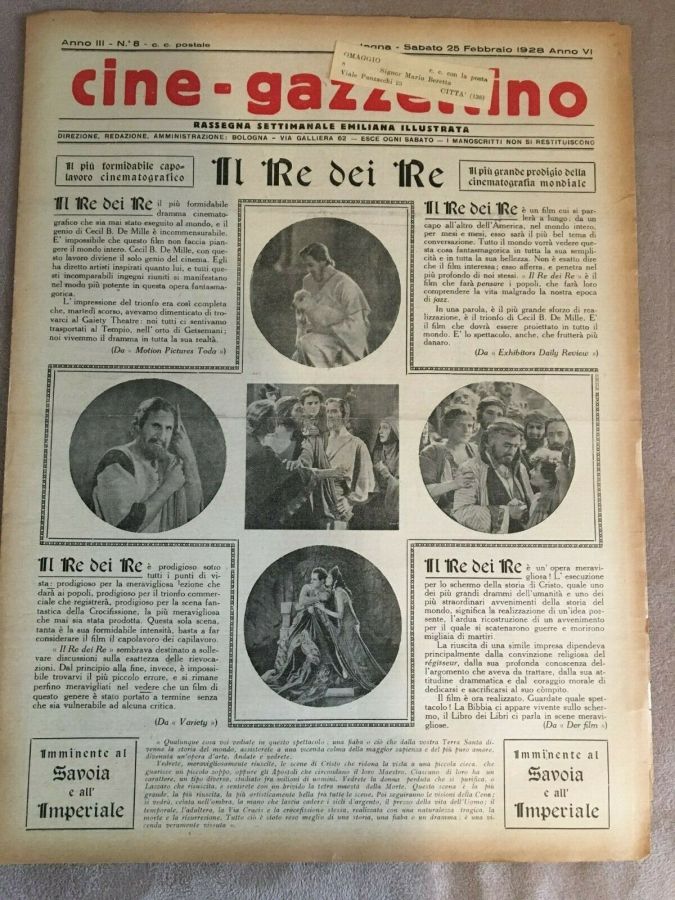 CINE-GAZZETTINO magazine side cover Issue 8 25 February 1928