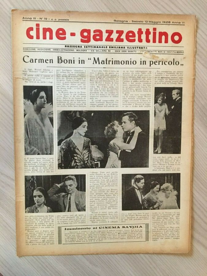 CINE-GAZZETTINO magazine side cover Issue 19 12 May 1928