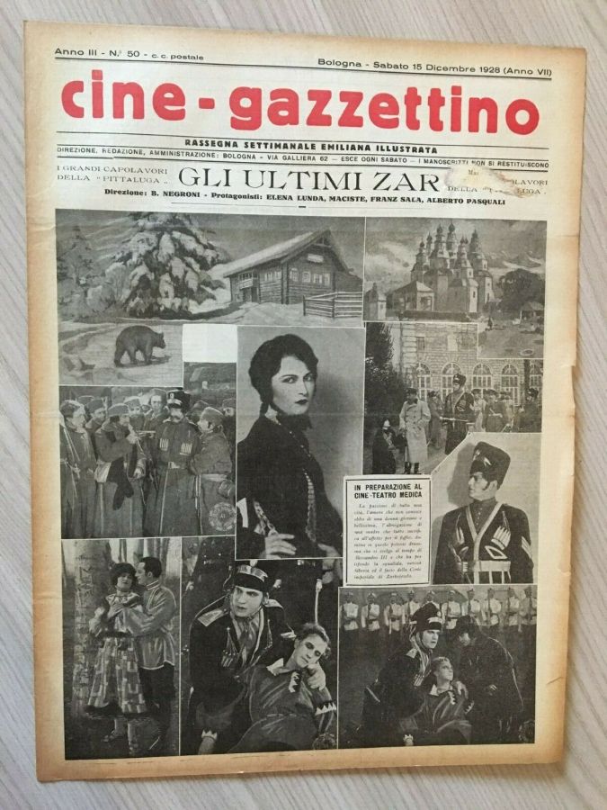 CINE-GAZZETTINO magazine side cover Issue 50 15 December 1928