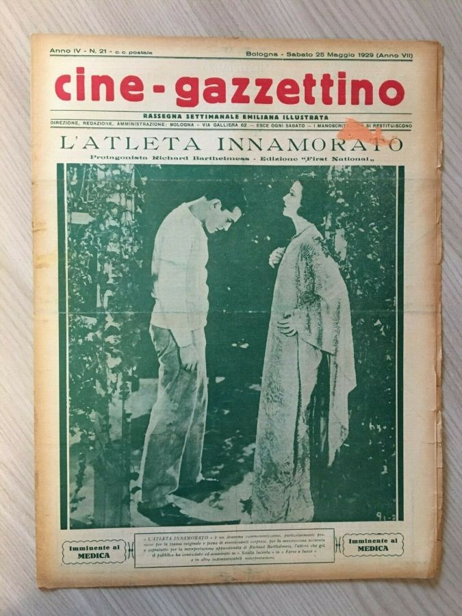 CINE-GAZZETTINO magazine side cover Issue 21 25 May 1929