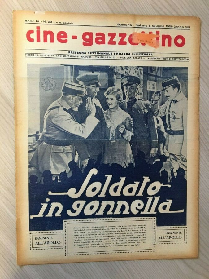 CINE-GAZZETTINO magazine side cover Issue 23 8 June 1929